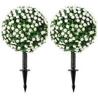 KÜNSTLICHE-ROSENKUGELN 2er Set PE Aluminium Weiß - Weiß, Kunststoff (55cm) - HOMCOM