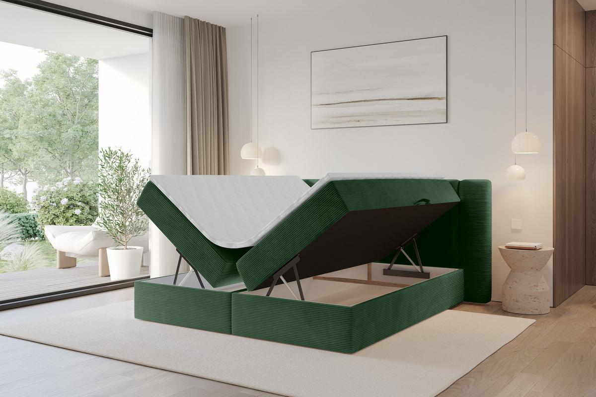 BOXBETT mit Matratze H4 - EVON - 180x200 cm Grün - Grün, Holzwerkstoff (180/200cm) - ALTDECOR