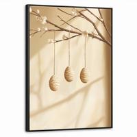 LEINWAND Bilder mit Rahmen - Beige - Osterkuchen - Eier - 70x100 - Beige, Textil (70/100cm) - MuchoWow