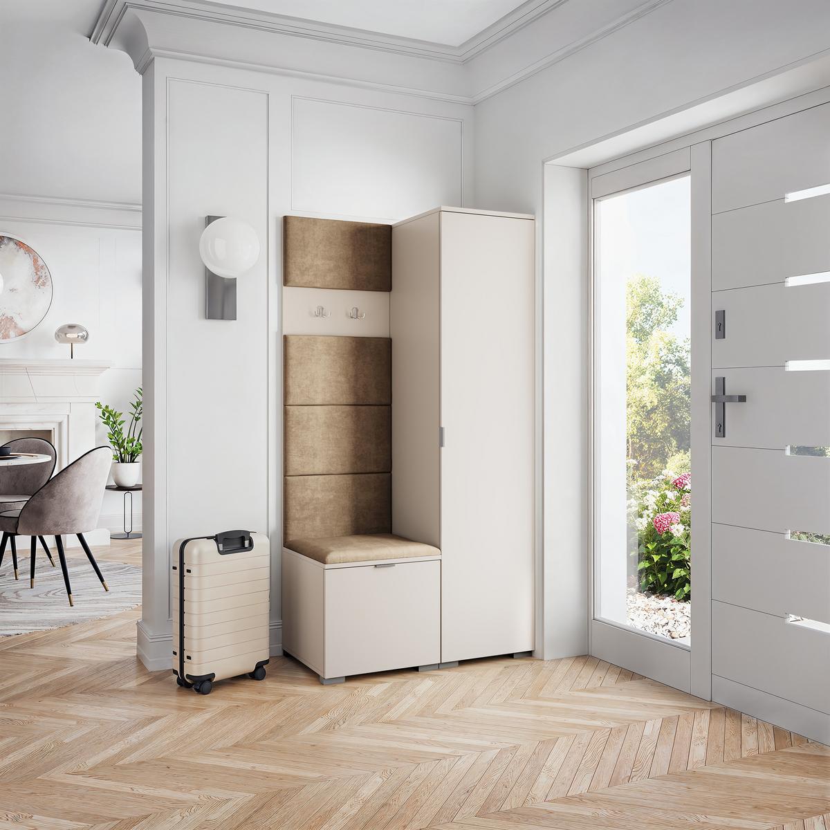 GARDEROBENSCHRANK LORI 95/181/51 cm Modern Garderobe-Set Kaschmir - Kaschmir/Mokka, Holzwerkstoff (95/181/51cm) - MASSENO