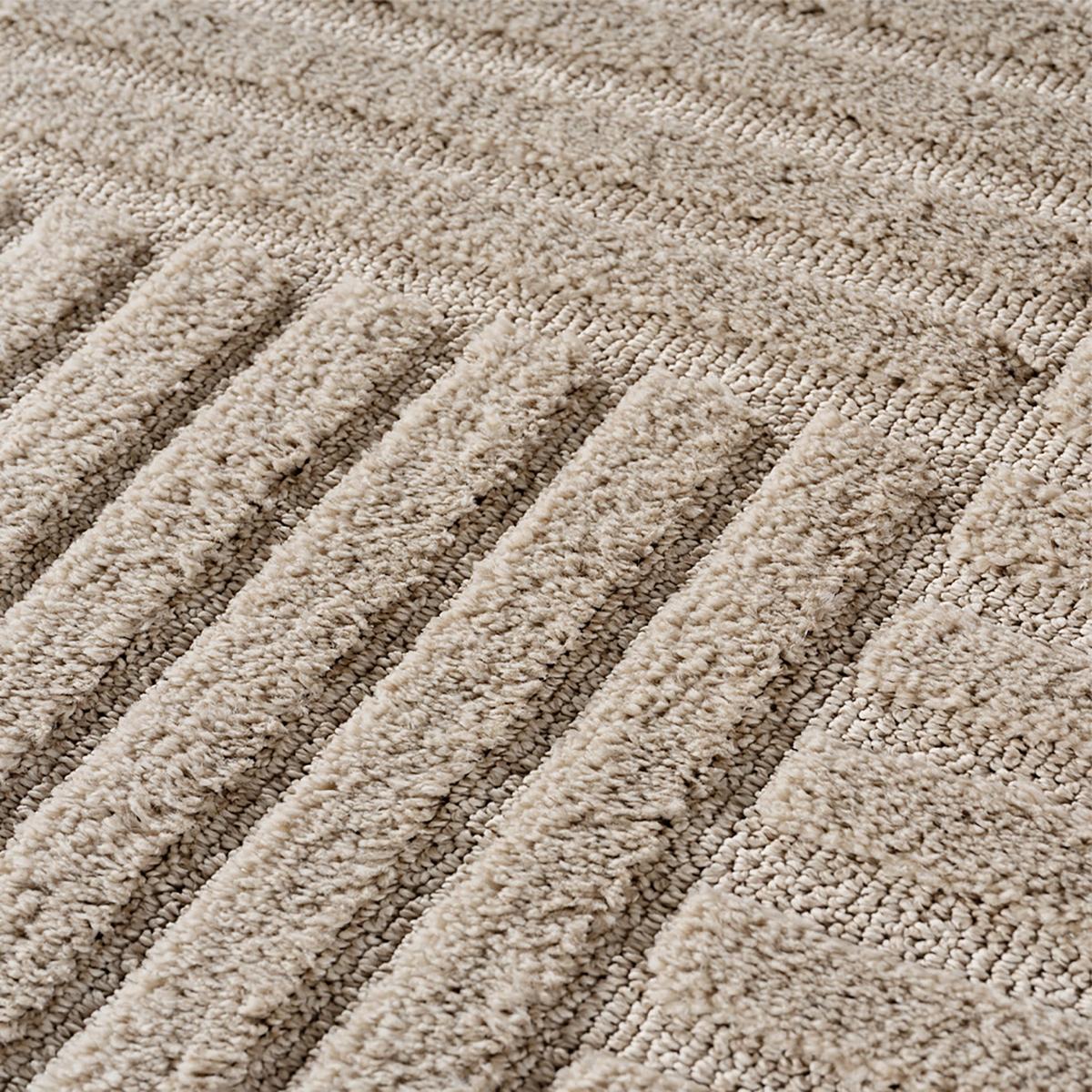 TEPPICH Hochflor RIGI in Beige, mit Cord-Streifen-Patchwork, 120 x 170 cm - Beige, Textil (170/120cm) - KADIMA DESIGN