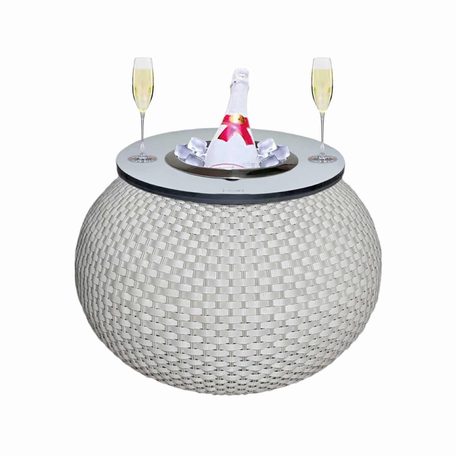3-IN-1 LOUNGETISCH MIT EDELSTAHL-KÜHLER Milano Champagner 40 cm - Champagner, Kunststoff/Metall (55/55/40cm) - COOTAB Cooler Table