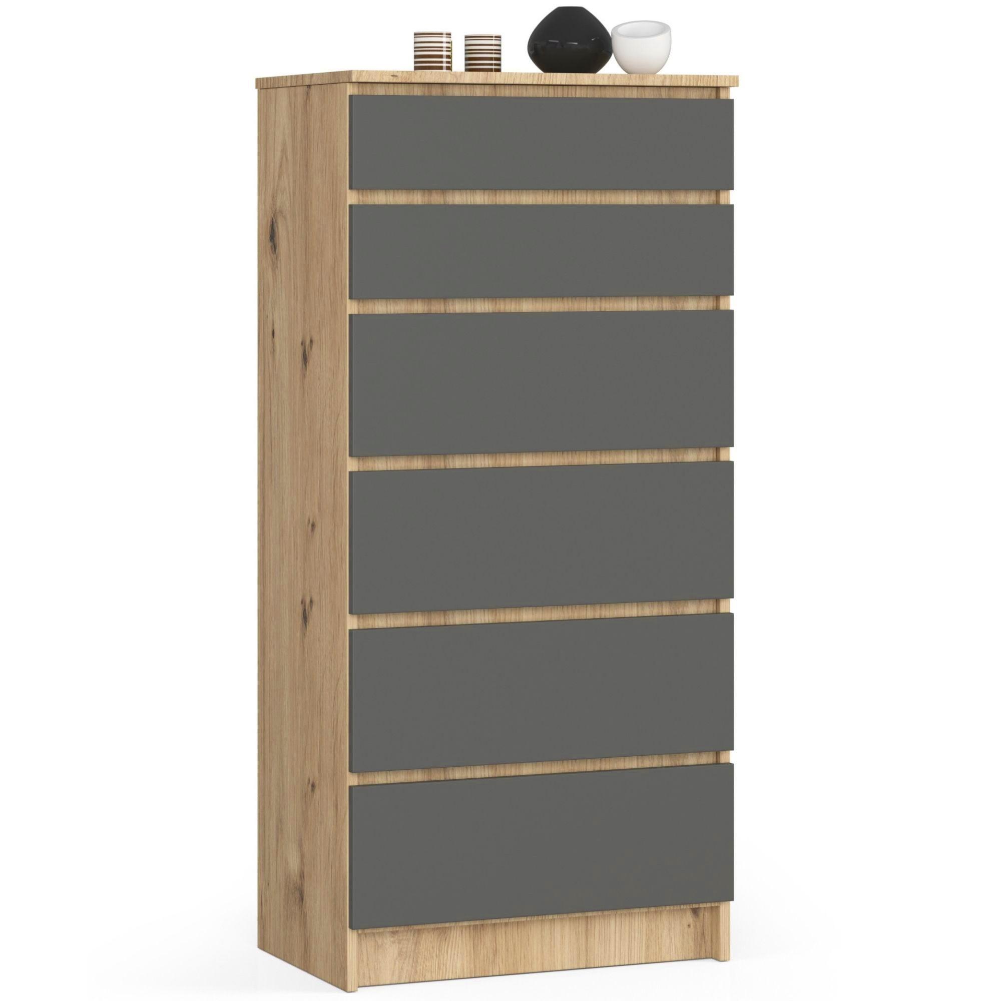 KOMMODE Eiche Artisan, Graphit Grau 130/60/40 - Eiche Artisan, Holzwerkstoff (60/130/40cm) - RAUMHIRSCH FURNITURE