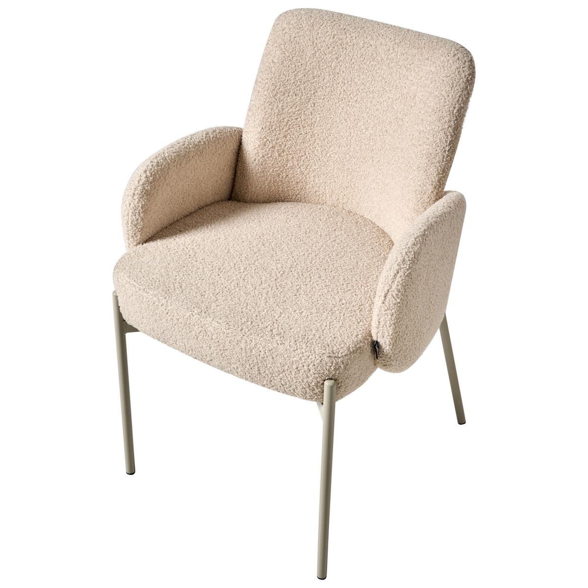 ESSZIMMERSTUHL Bouclé Hellbeige Magee - Beige, Textil (56/86/57cm) - Beliani