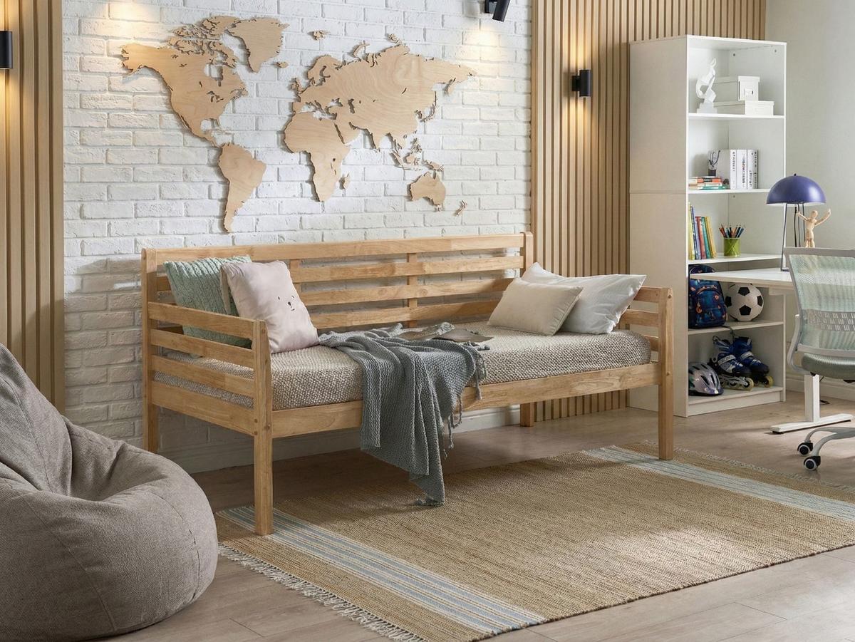 TAGESBETT Holz 90/200 cm Naturfarben Theza - Naturfarben, Holz (90/200cm) - Beliani