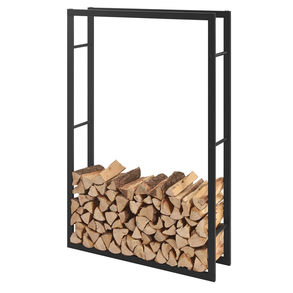 KAMINHOLZREGAL Täby - Schwarz, Metall (100/150/25cm) - [en.casa]