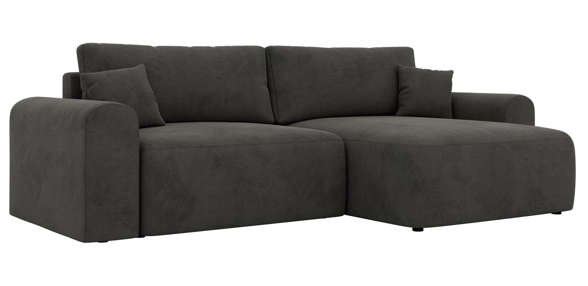 ECKSOFA NEKSON L - Dunkelgrau Velvet - Dunkelgrau/Schwarz, Kunststoff/Textil (274/152cm) - MKS