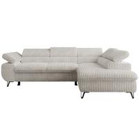 ECKSOFA PABLO L Beige Cord - Rechts Seite mit T25 Topper - Beige/Schwarz, Textil/Metall (273/208cm) - MKS