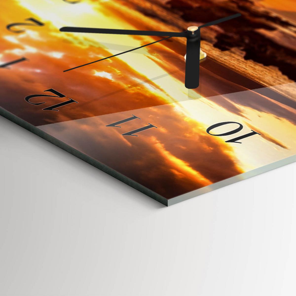 WANDUHR aus Glas 60x30 cm - Sonnenuntergang - Orange, Glas (60/30/0.4cm) - TULUP