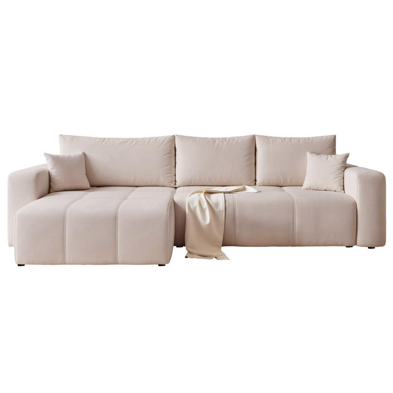 ECKSOFA PEDRO mit Schlaffunktion und Bettkasten Beige - Beige, Holzwerkstoff/Textil (278/145cm) - Idohome