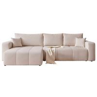 ECKSOFA PEDRO mit Schlaffunktion und Bettkasten Beige - Beige, Holzwerkstoff/Textil (278/145cm) - Idohome