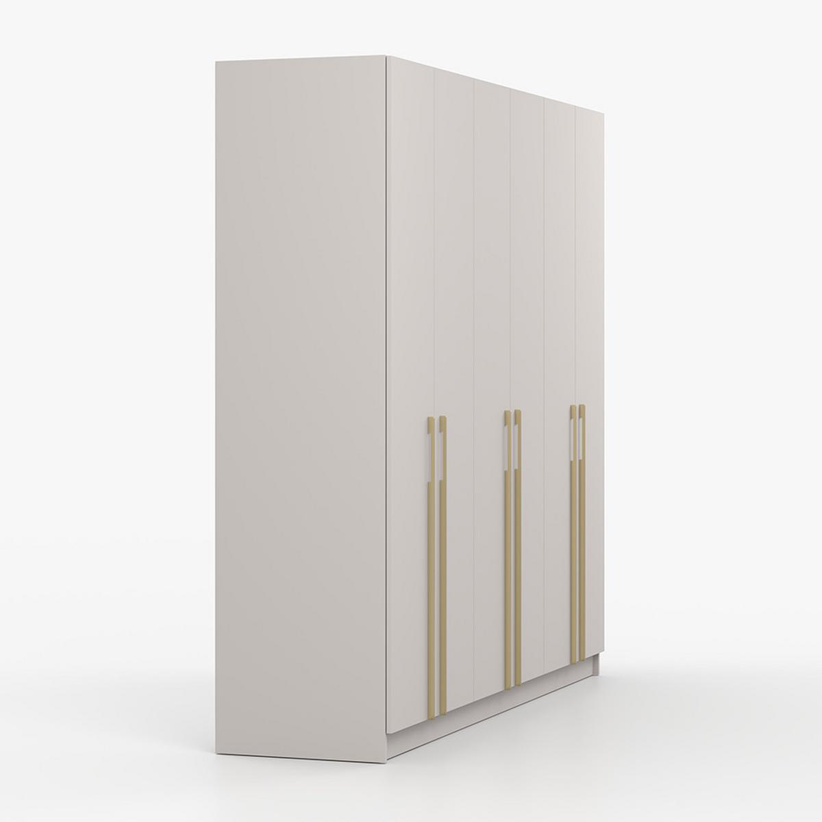 DREHTÜRENSCHRANK ROSA 6D 230/210/55 cm 6-türig Kaschmir - Kaschmir/Goldfarben, Holz/Holzwerkstoff (230/210/55cm) - imoebel24