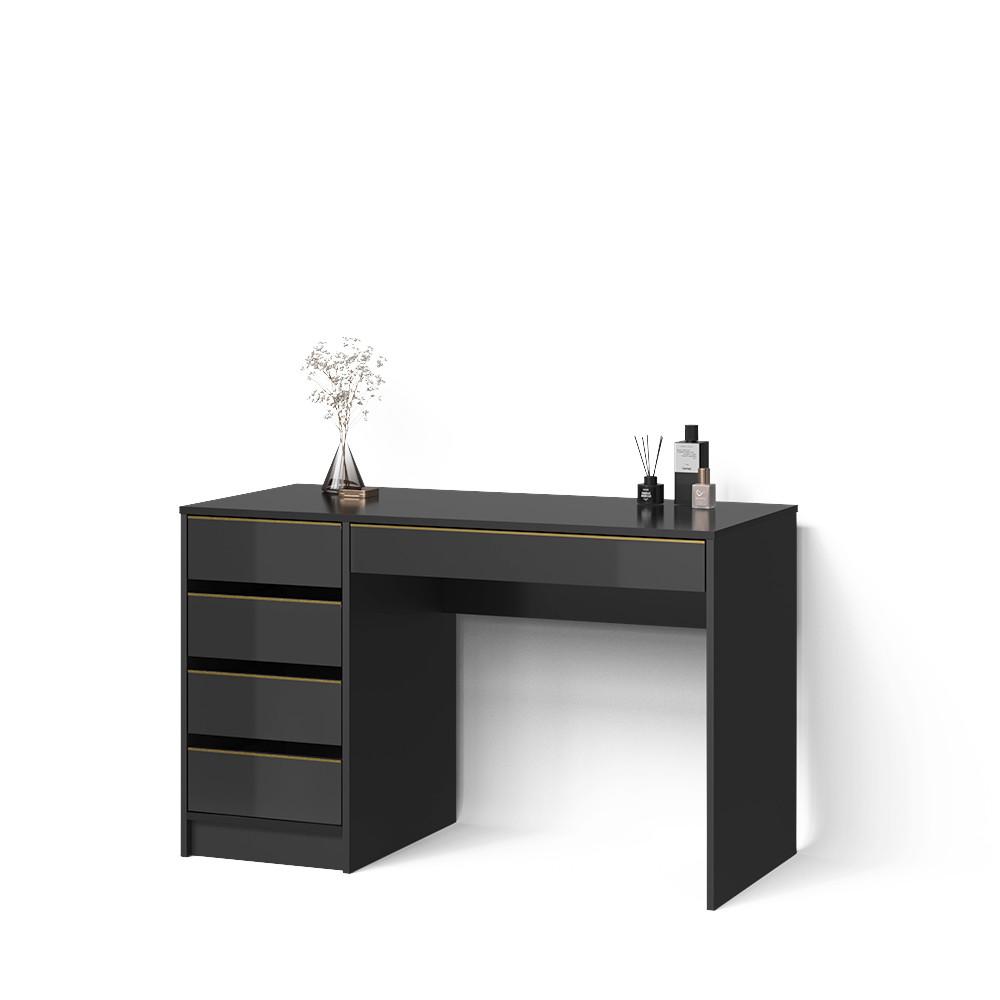 SCHMINKTISCH Imola Schwarz/Gold ohne Spiegel - Goldfarben/Schwarz, Holzwerkstoff (55/120/75cm) - Livinity®