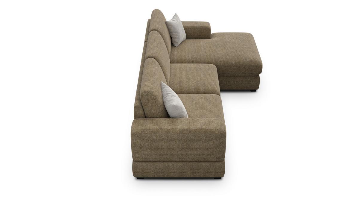 ECKSOFA OTTO 4-Sitzer, taupe - Taupe/Schwarz, Holz/Textil (279/159cm) - Wozimo