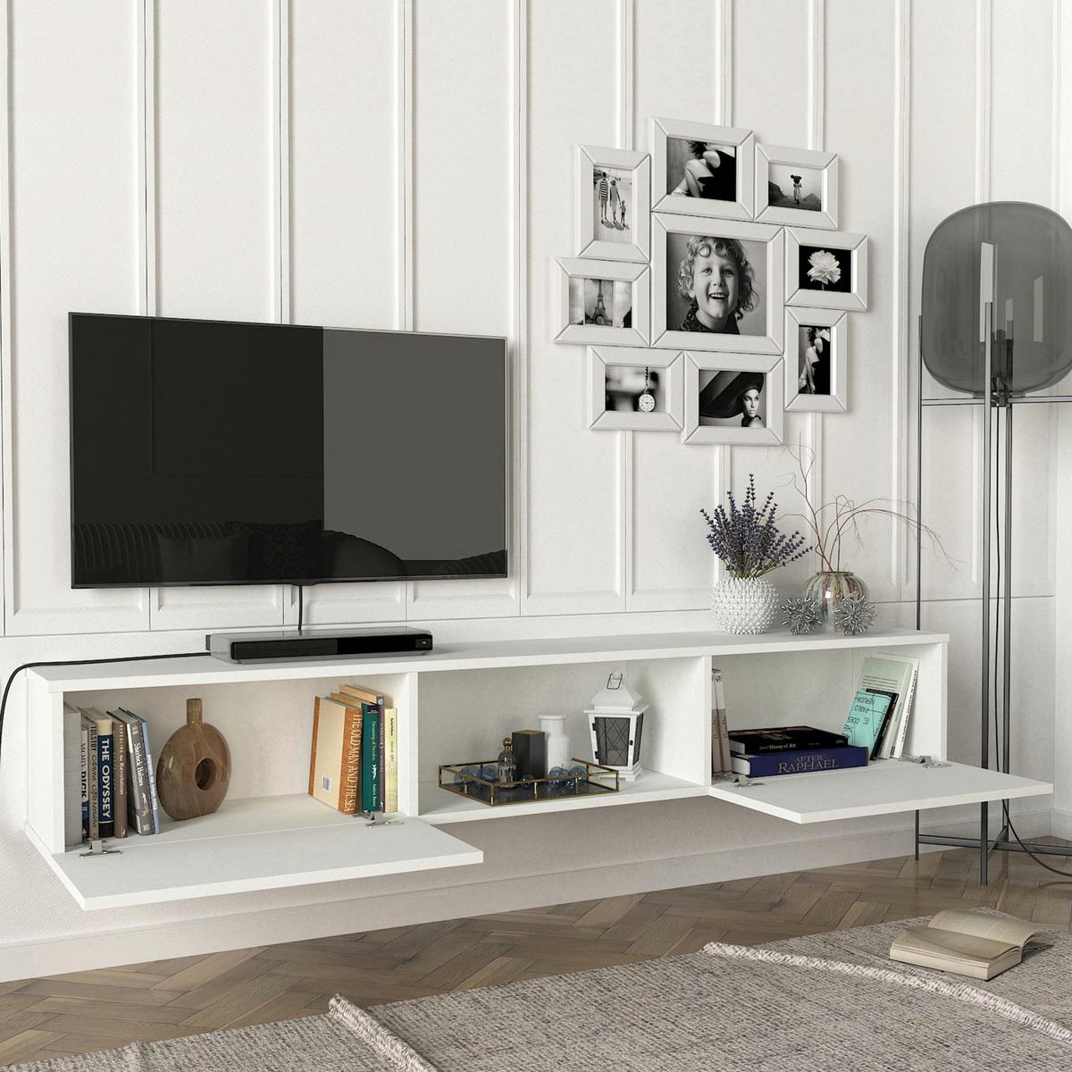 TV-ELEMENT Paltamo - Weiß, Holzwerkstoff (180/29.5/31cm) - [en.casa]