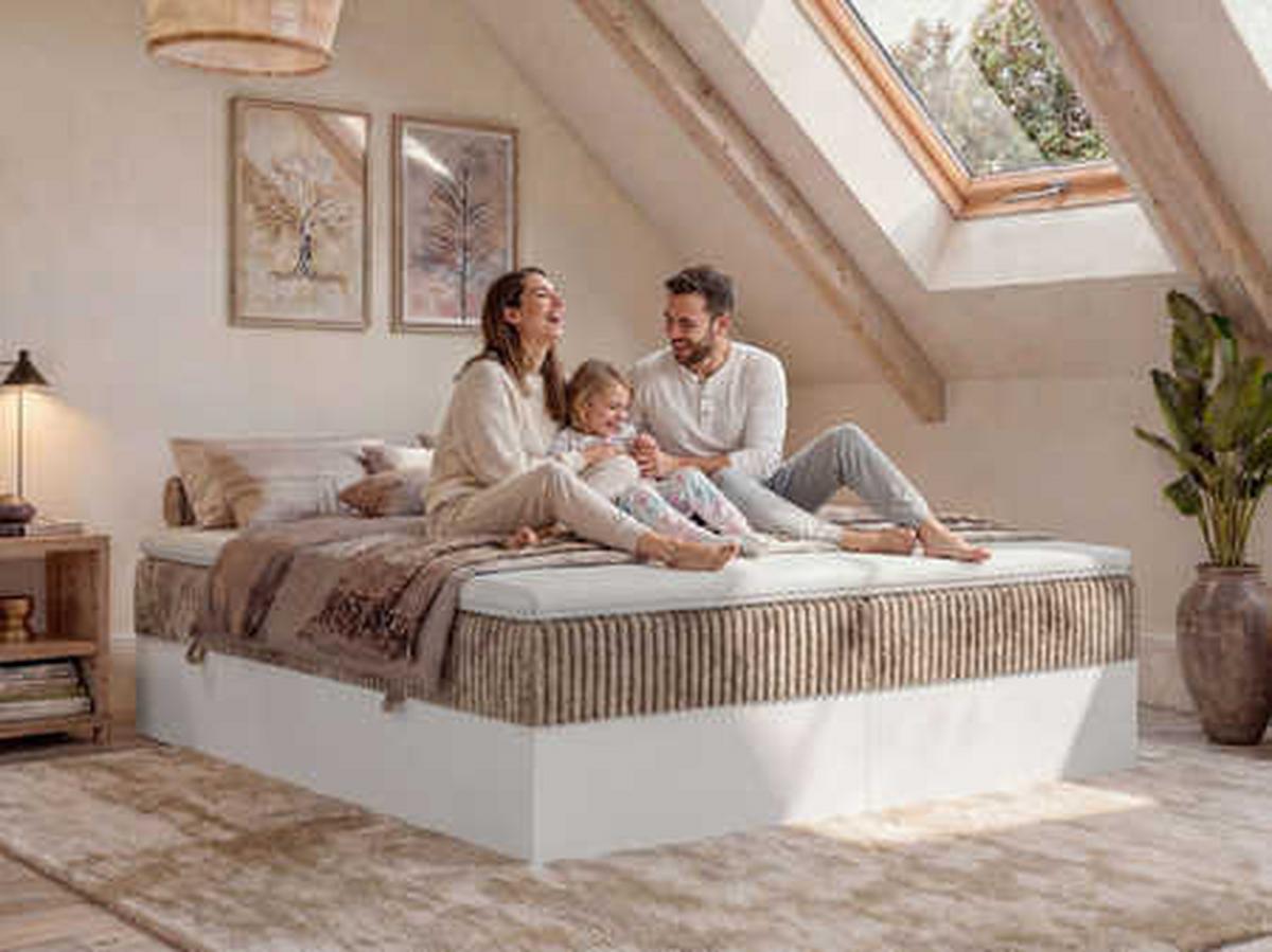 BOXBETT TRAVIT ZERO 200/200 - Hellbraun Cord - Topper Visco - H3 - Hellbraun/Schwarz, Kunststoff/Textil (200/200cm) - MKS