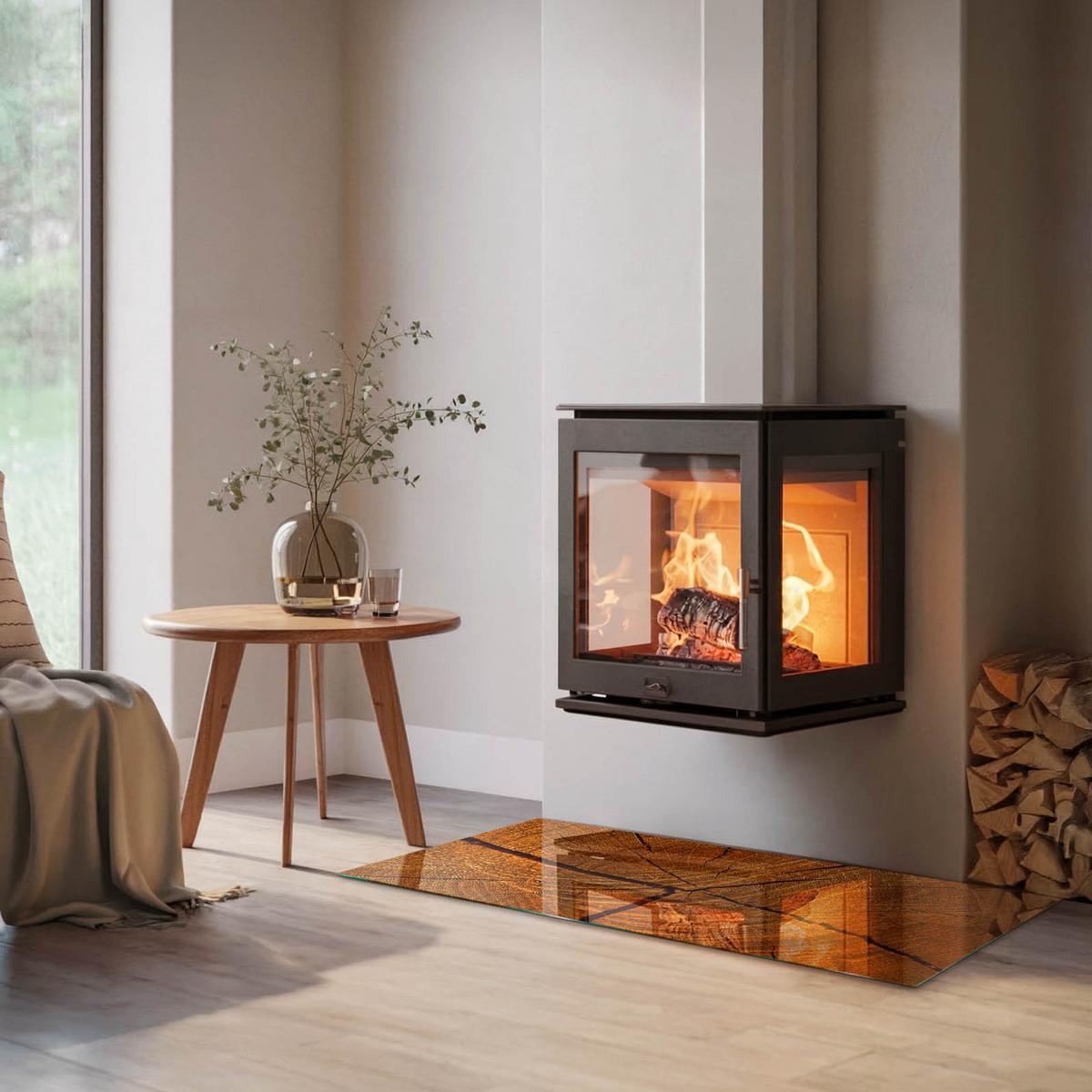 GLASPLATTE für Kamin 120x60 cm - Orange, Glas (120/60/0.4cm) - TULUP