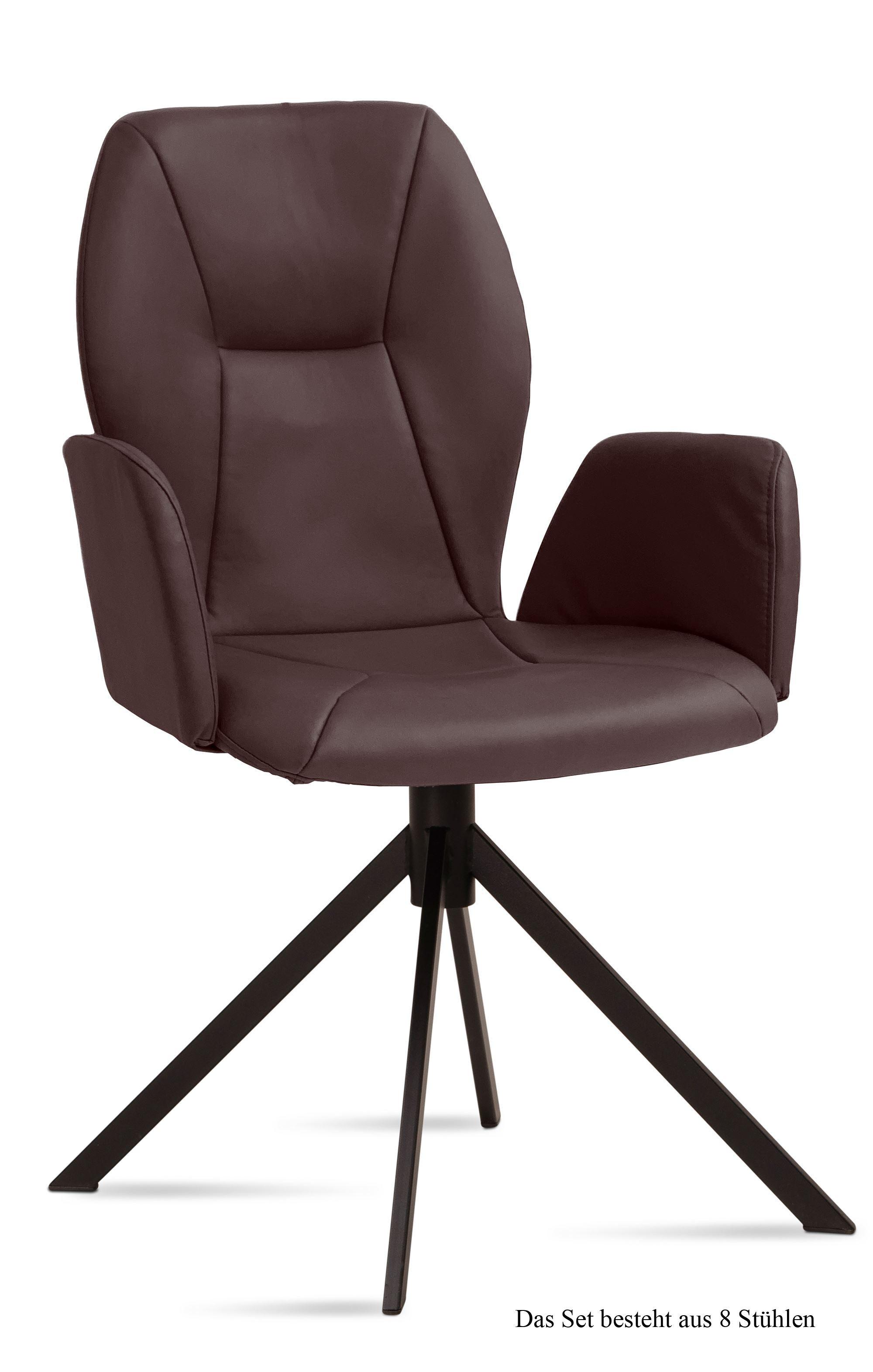 ARMLEHNSTUHL (8er-Set) Davita 58x92x60 Schwarz/Braun - Schwarz/Braun, Kunststoff (60/92/58cm) - 58aufmkessel