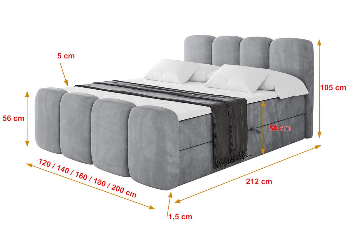 BOXBETT mit Matratze H4 und Lattenrost - NINA-Z - 200x200 cm Monolith - Hellgrau - Hellgrau, Holzwerkstoff (200/200cm)