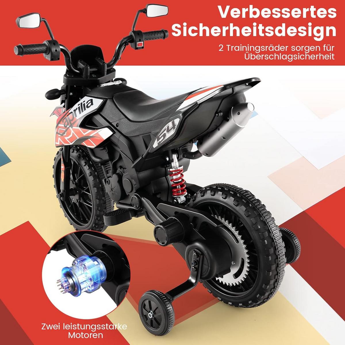 MOTORRAD 12V Kinder Elektro Rot - Rot, Kunststoff (56/106.5/80cm) - COSTWAY