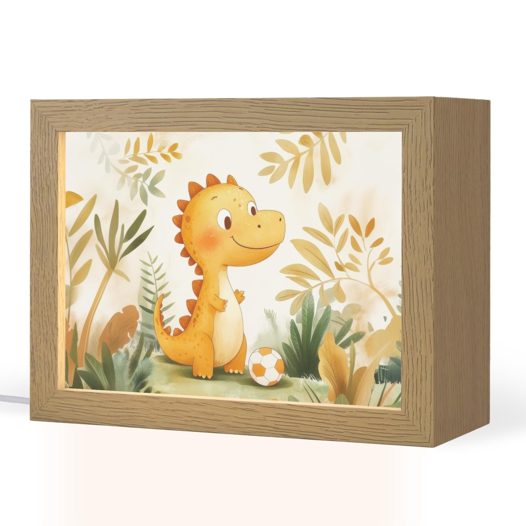 NACHTTISCHLAMPE Dino - Fußball - Orange 20x15 cm - Beige, Holzwerkstoff (8/20/15cm) - OnlyWow