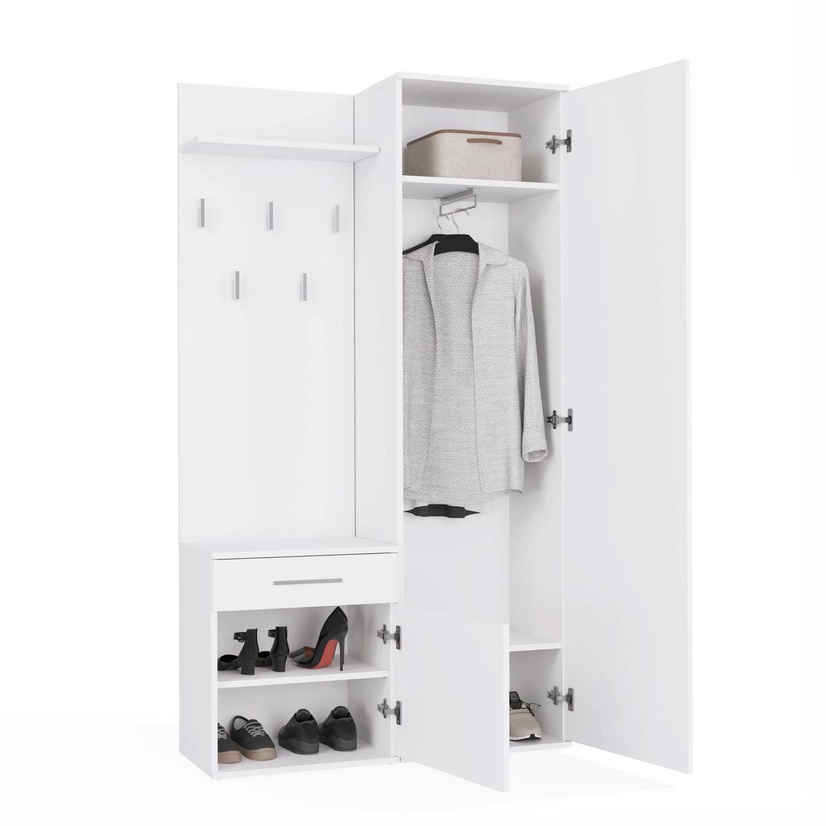 GARDEROBE modern mit Spiegel Schrank Duo Weiß 100/180/35 - Weiß, Holzwerkstoff (100/180/35cm) - RAUMHIRSCH FURNITURE