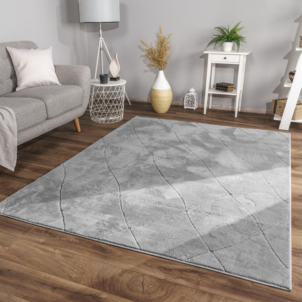 FLACHWEBETEPPICH Skandinavisch Grau 120 x 160 cm - Hellgrau, Kunststoff (120/160cm) - TT Home