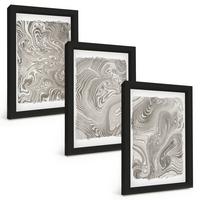 BILDER SET 3er Set - 20x30 cm Schwarzer Rahmen - Moderne Formen Malerei - Schwarz, Kunststoff (20/30cm) - TULUP
