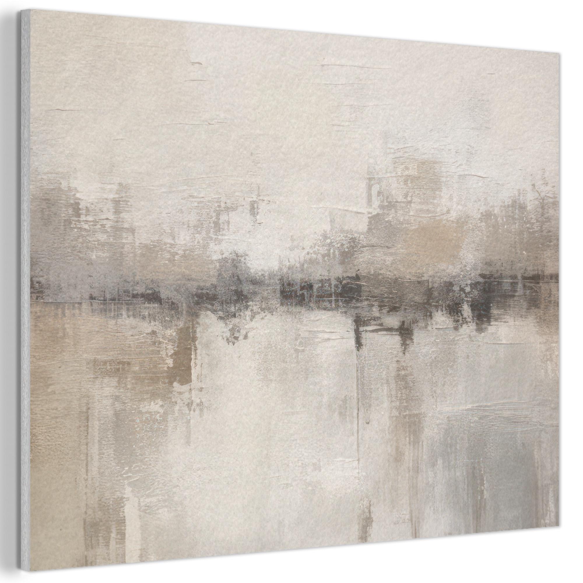 AKUSTIKBILD Moderne Kunst - Abstrakt - Beige Wandbild Wohnzimmer 100x70 cm - Beige, Kunststoff (100/70/0.9cm) - MuchoWow