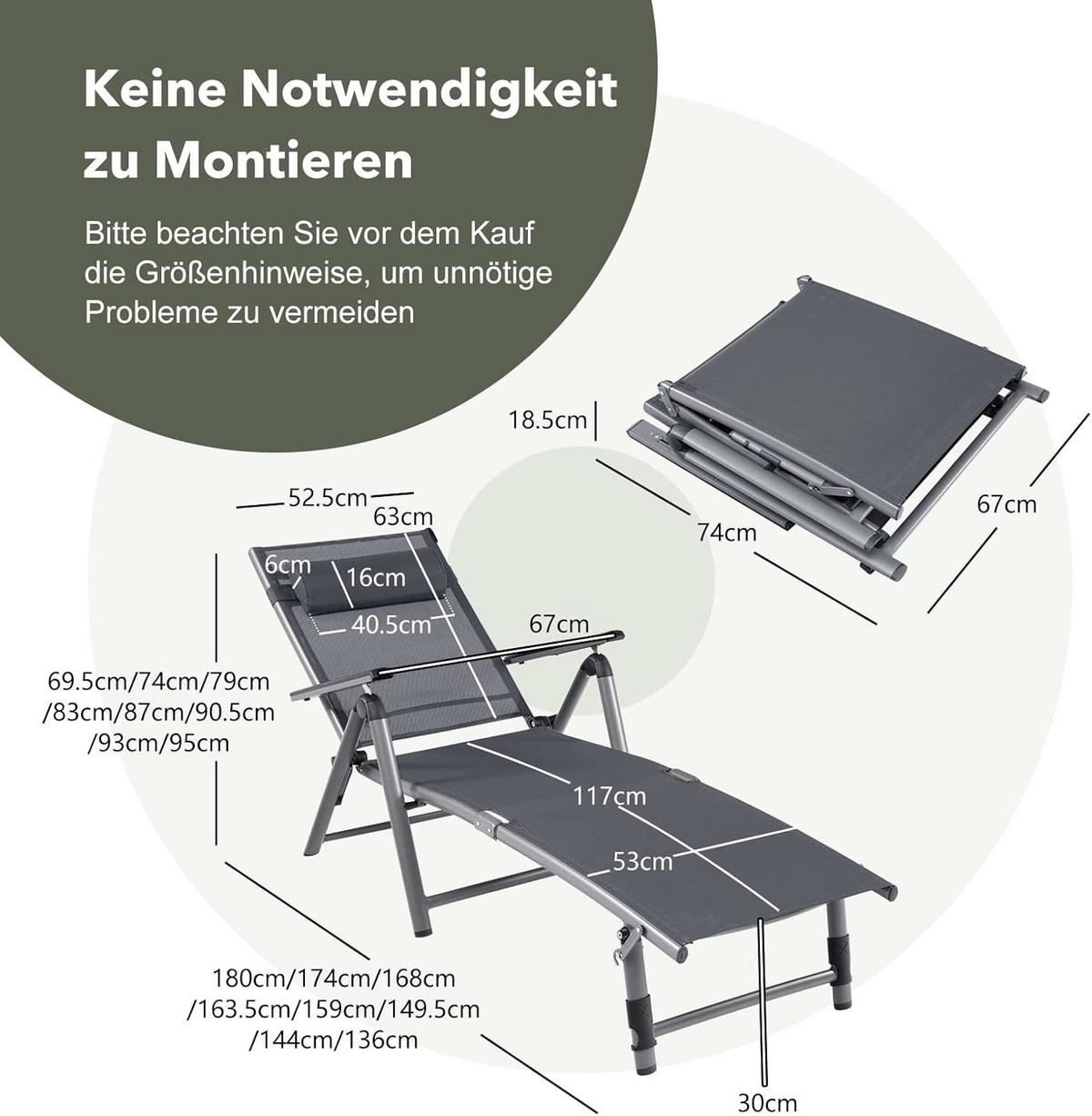 GARTENLIEGE Silber - Silberfarben, Metall (180/69.5/67cm) - COSTWAY