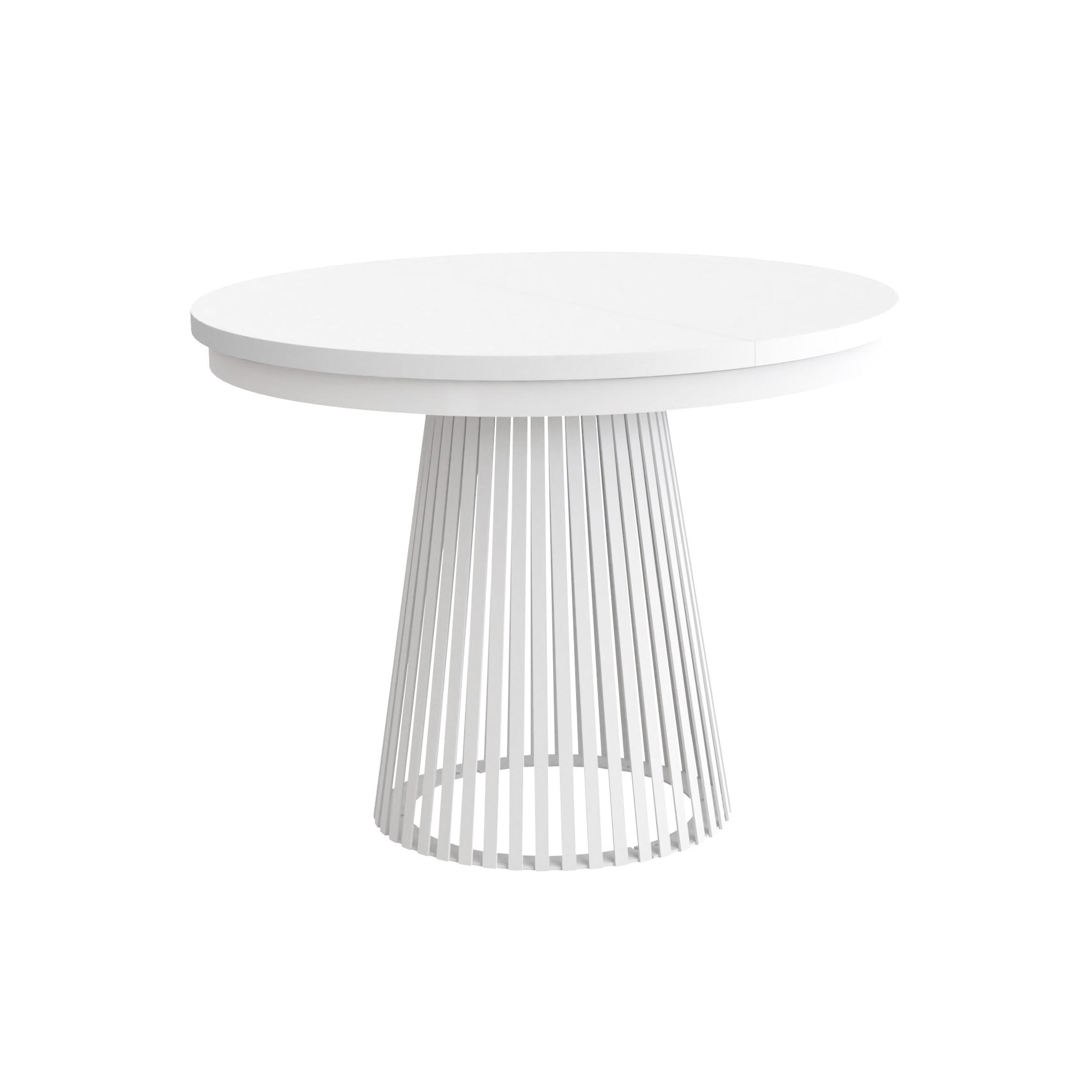 ESSTISCH Lumi im Loft-Stil, ausziehbar Ø 120–200 cm, Metallbeinen, Weiß - Weiß, Metall (120/120/77cm) - Beautysofa