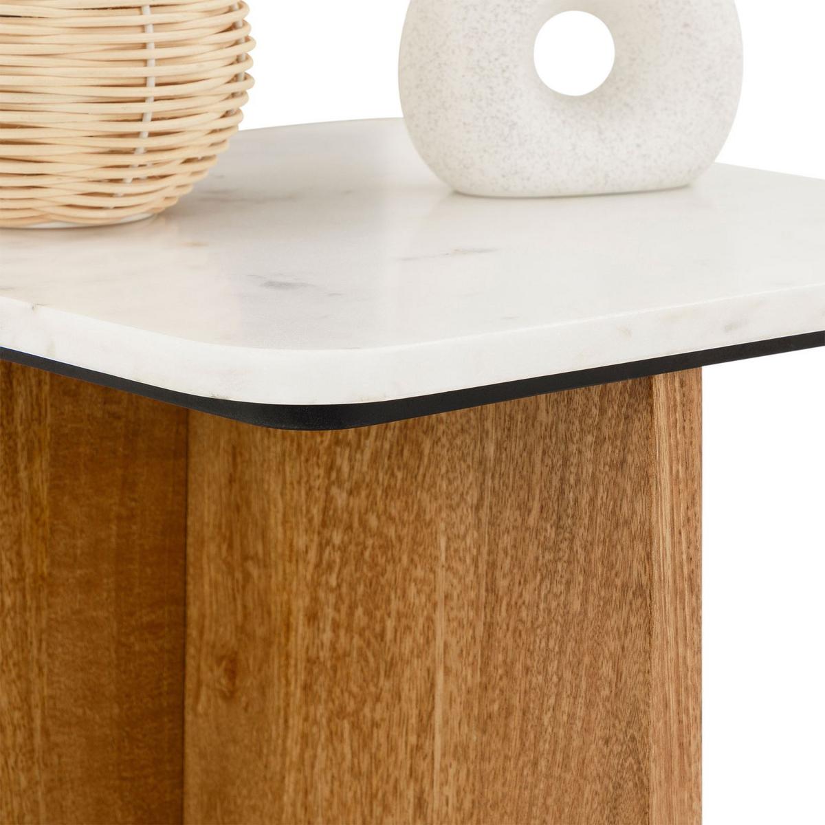 BEISTELLTISCH VARANASI weiß/natur - Weiß/Naturfarben, Naturmaterialien/Holz (40/40/51cm) - IDIMEX