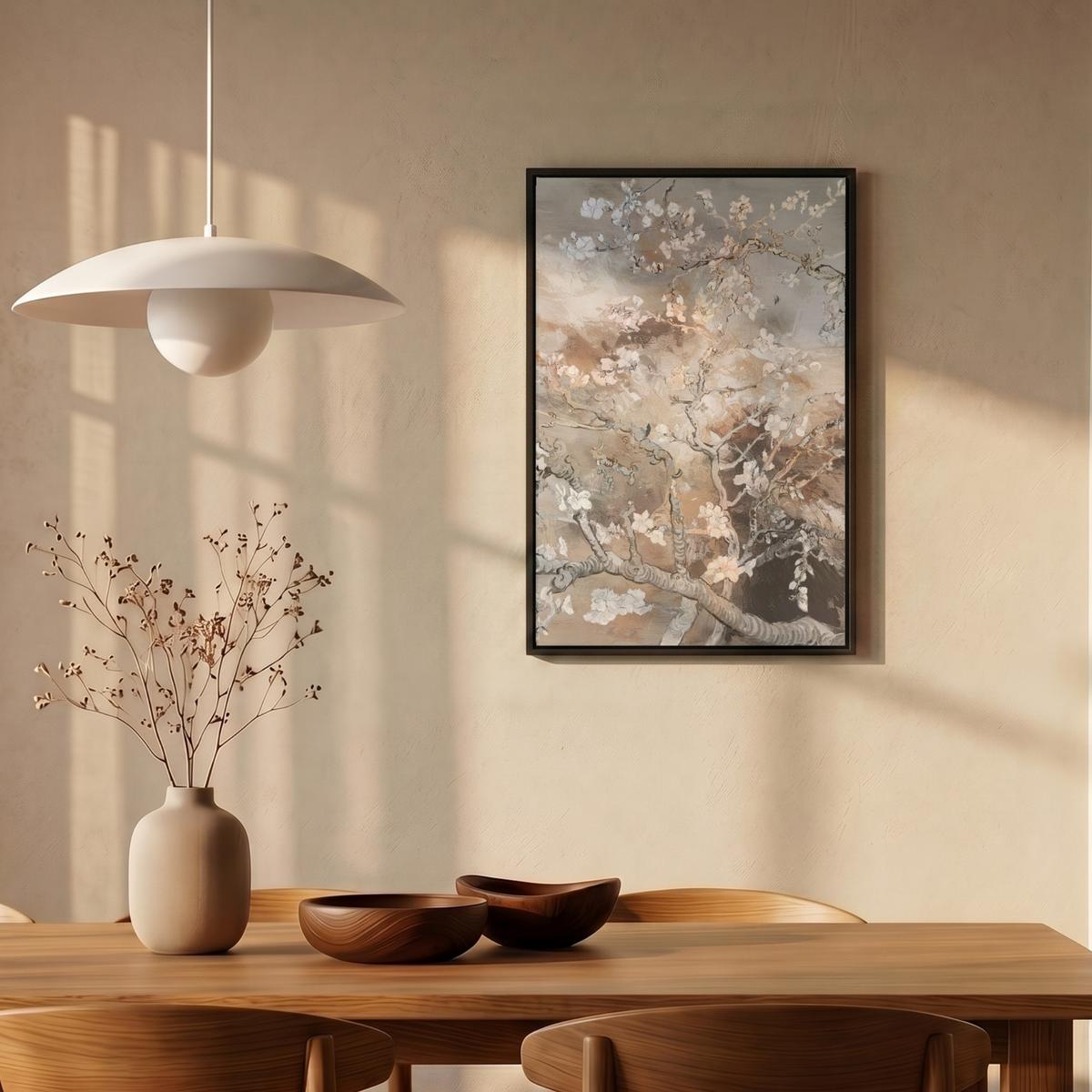 LEINWAND Bilder mit Rahmen - Mandelblüte - Kunst - Van Gogh - Beige - Abstrakt - 40x60 - Braun, Textil (40/60cm) - MuchoWow