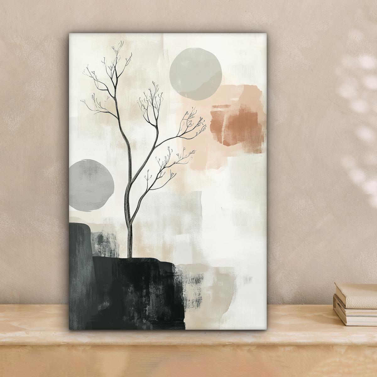 LEINWANDBILD Wabi sabi - Beige - Pflanze Deko Wohnzimmer 20x30 cm - Sandfarben, Textil (20/30cm) - MuchoWow