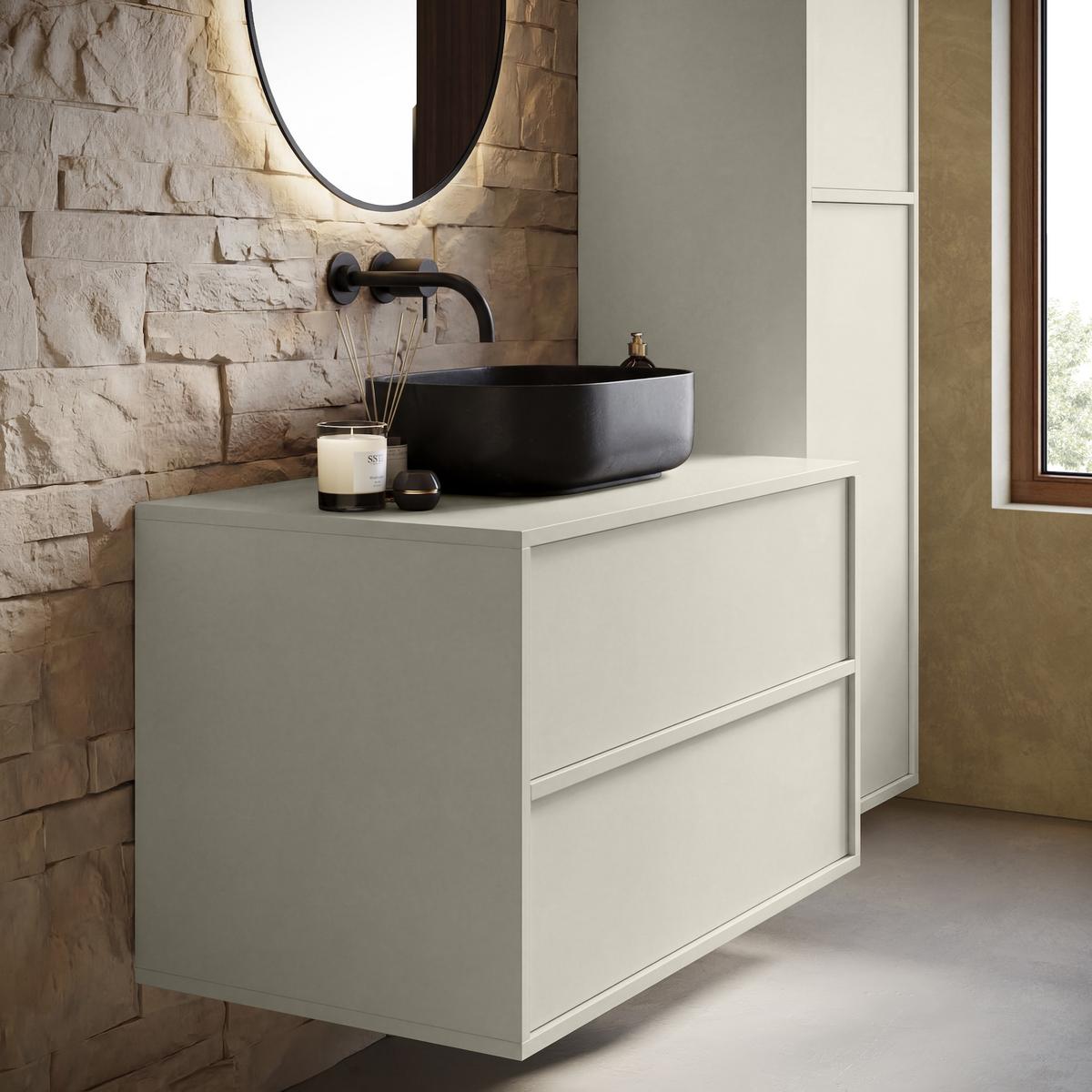 BADMÖBEL-SET Mali 2 Teile Cashmere - 80 x 46 x 49 cm - Kaschmir, Holz (80/49/46cm) - Badplaats