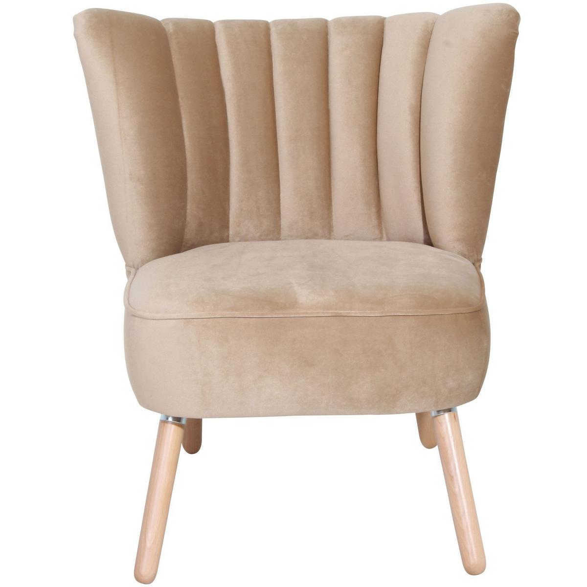 SESSEL Kadisha Bezug Samtvelours Buche natur / sand - Sandfarben, Kunststoff (70/80/66cm) - 58aufmkessel