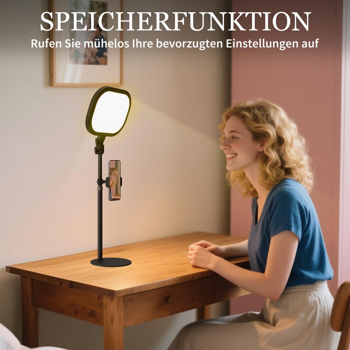TISCHLAMPE Tischleuchte mit Telefonhalterung, 5 Farbmodi & 10 Helligkeitsstufen - Schwarz, Metall (23/23/65cm) - HOMCOM
