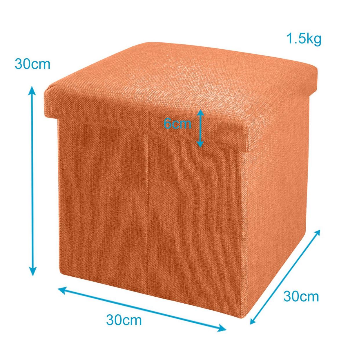 SITZHOCKER Faltbar 30/30/30 cm (Orange) - Orange, Textil (30/30/30cm) - Intirilife