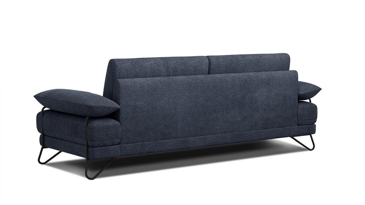 SOFA LORI 3-Sitzer, dunkelblau - Schwarz/Dunkelblau, Holzwerkstoff/Textil (245/87/96cm) - Wozimo