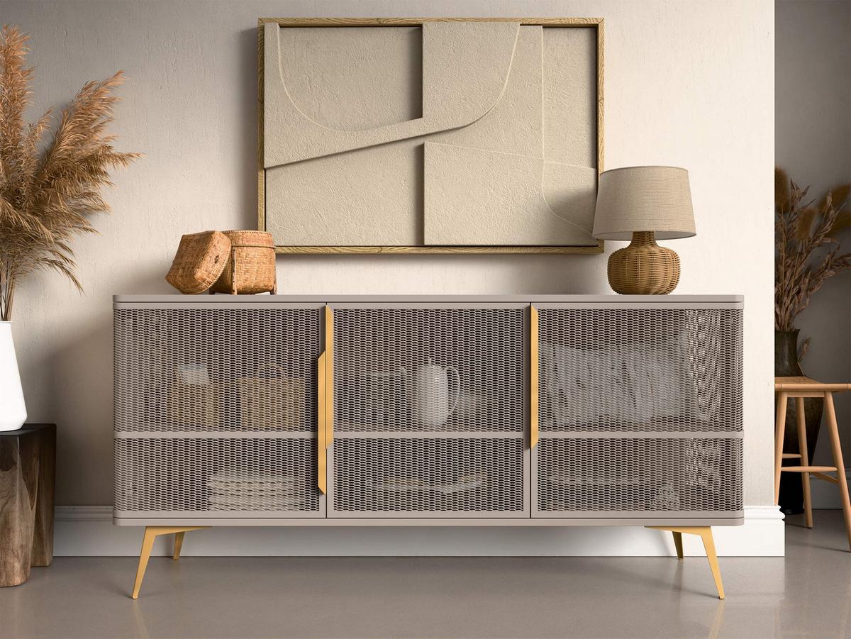 SIDEBOARD Modera 3 - Kaschmir/Goldfarben, Holzwerkstoff/Metall (180/85/40cm) - MIRJAN24