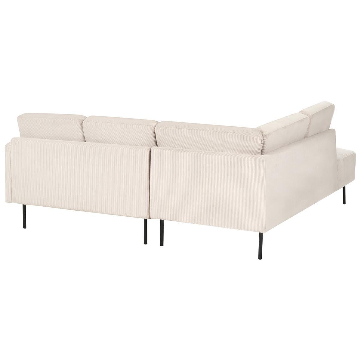 ECKSOFA 4-Sitzer Cord Beige rechtsseitig Breda - Beige/Schwarz, Textil (210/200cm) - Beliani