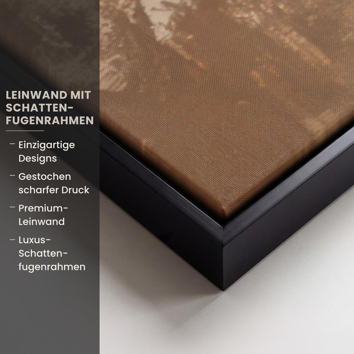 LEINWAND Bilder mit Rahmen - Weihnachten - Hirsch - Geweih - Weihnachtskugel - Rentier - 120x80 - Hellbraun, Textil (120/80cm) - MuchoWow