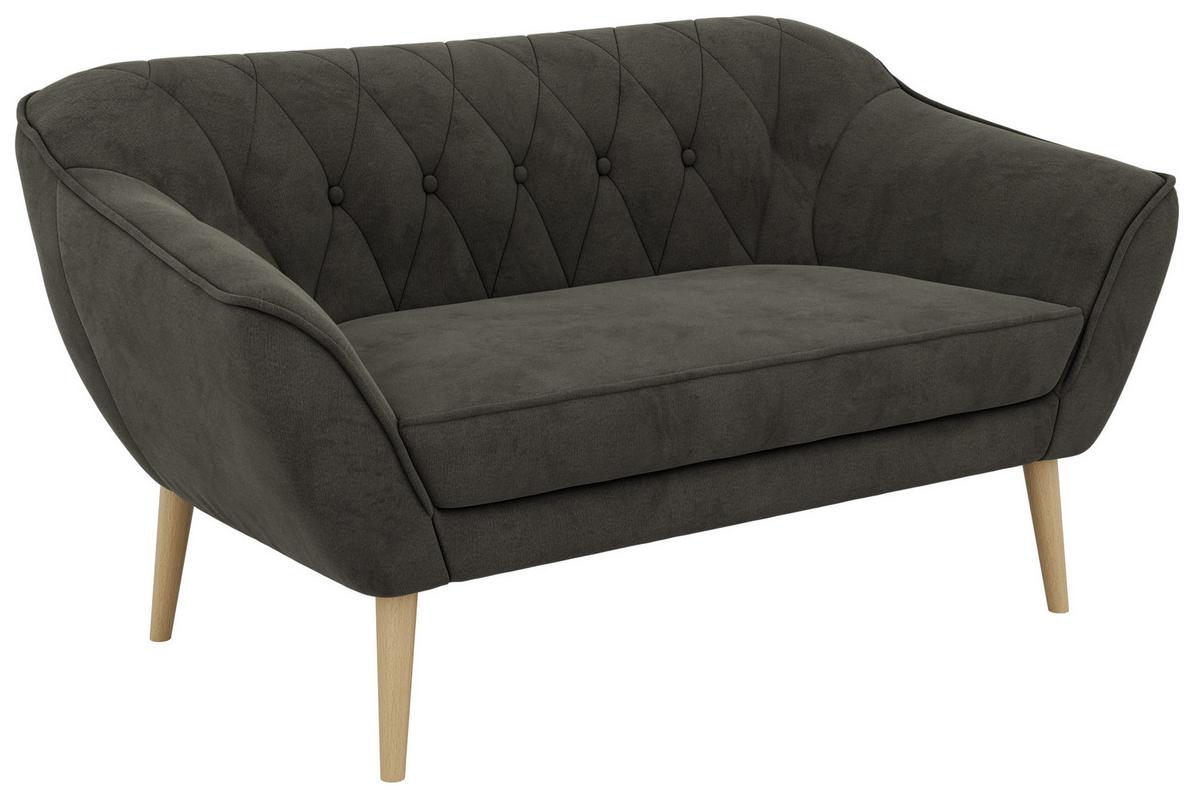 2-SITZER-SOFA PIRS - Dunkelgrau Velvet - Holzbeine - Dunkelgrau/Buchefarben, Holzwerkstoff/Textil (140/75/74cm) - MKS