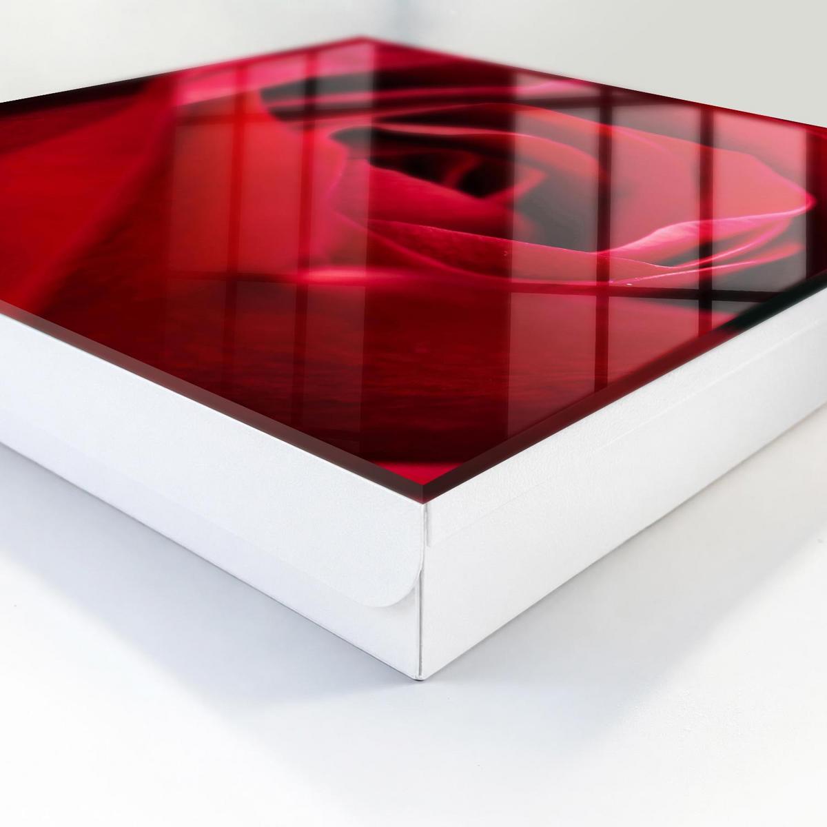 SCHLÜSSELBOX Weiß 30x30 cm – Türöffnung nach rechts - Rose (Nahaufnahme) - Rot, Metall (30/30/5cm) - TULUP