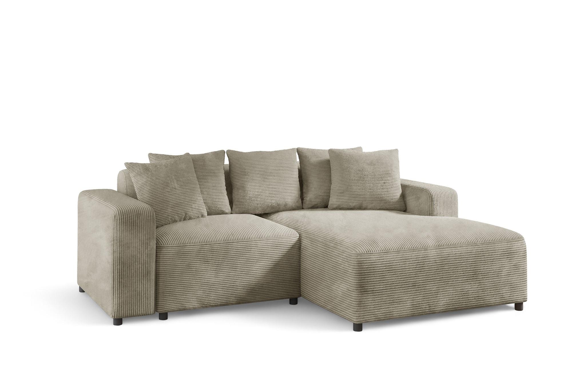 ECKSOFA Megan Xs In Stoff Poso - Beige, Holzwerkstoff/Textil (240/165cm) - Fun Möbel