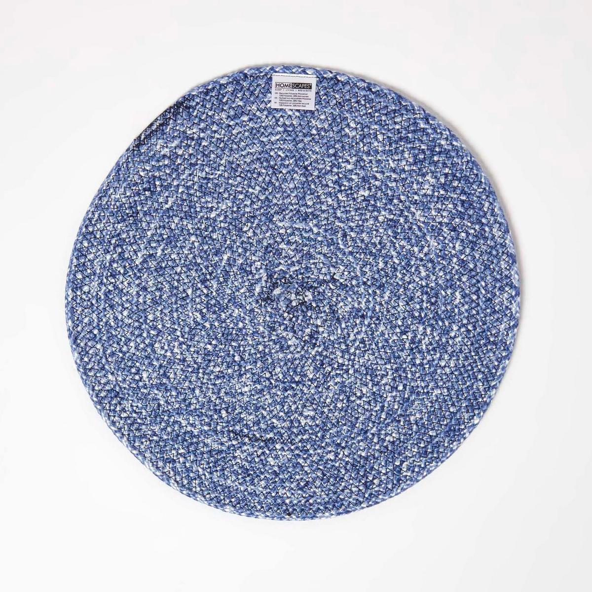 TISCHSET blau im 4er-Set, Platzsets rund geflochten, 40 cm - Blau, Textil (40/40cm) - Homescapes