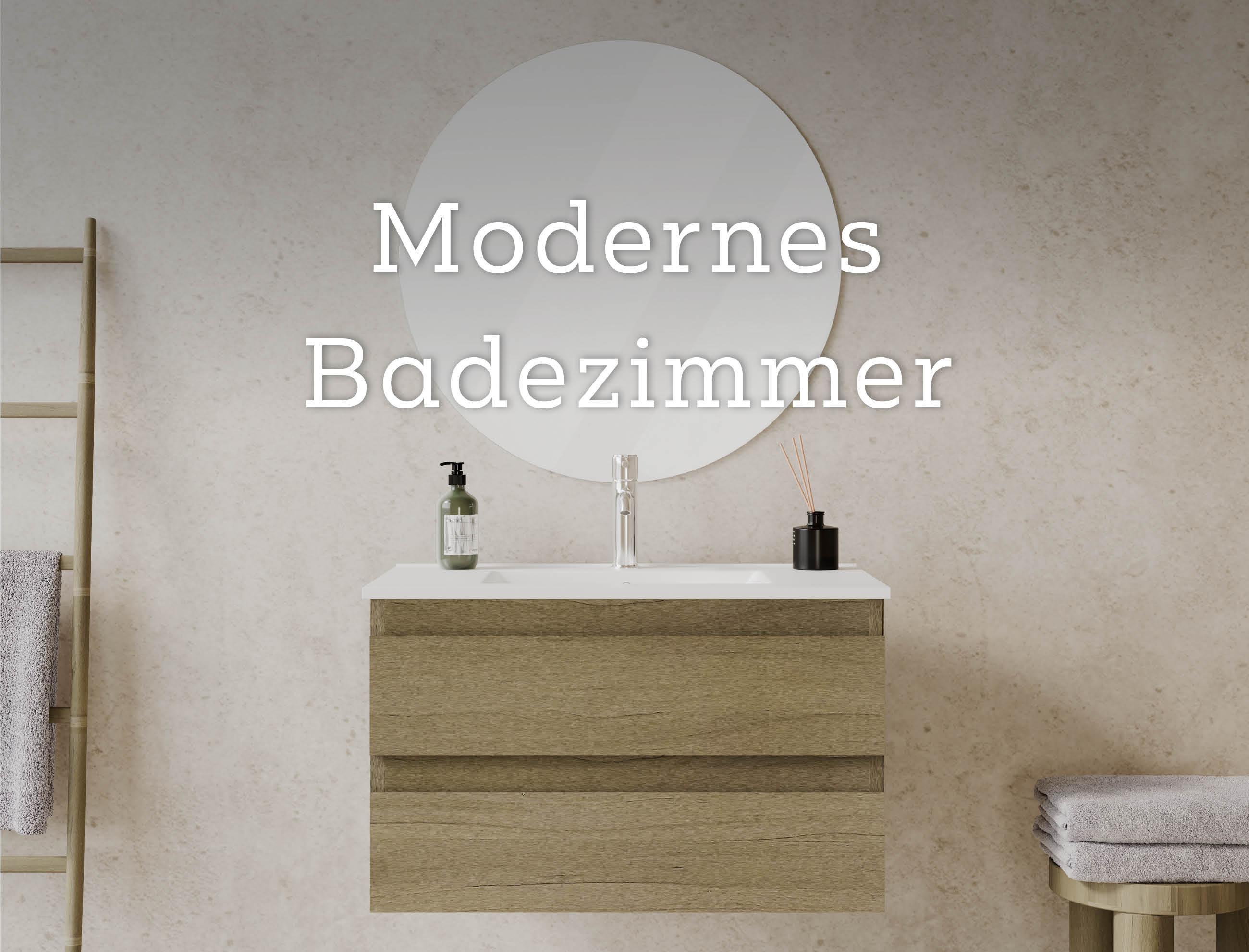 Naturfarbener Badezimmer mit Spiegel, Modernes Badezimmer-Wording