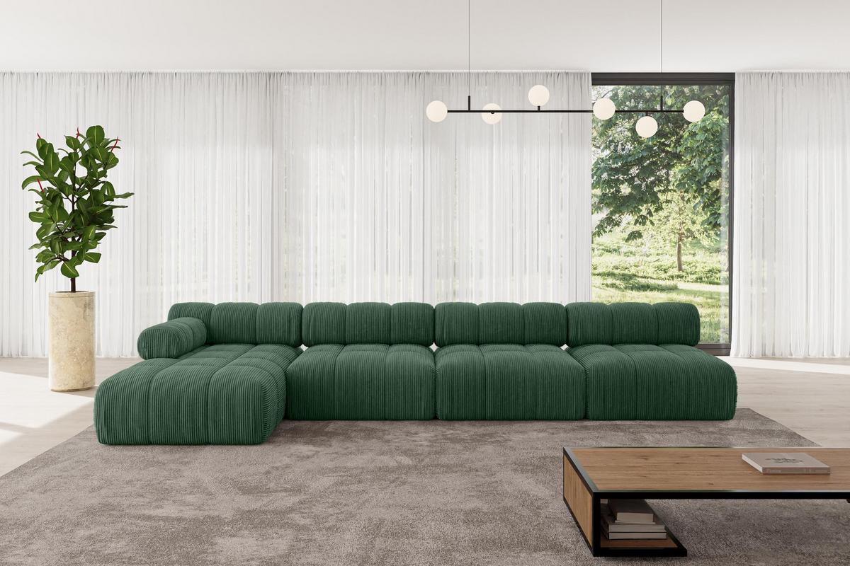 ECKSOFA modulares Sofa Razon-L3 - 380x160x70 cm Grün Cord - Grün, Holzwerkstoff/Textil (380/160cm) - ALTDECOR
