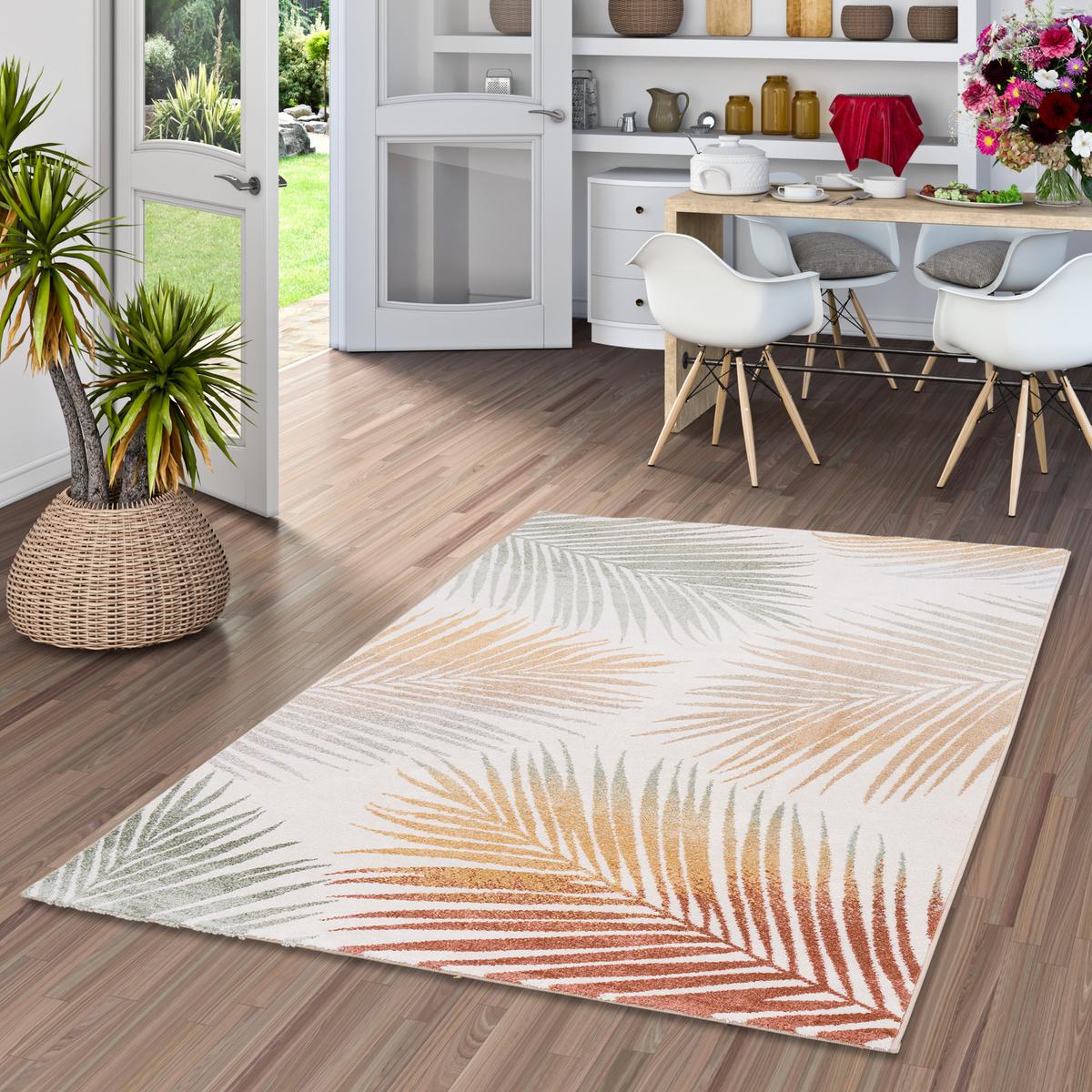 DESIGNER TEPPICH FARO TROPICAL BLÄTTER - Naturfarben, Textil (120/170cm) - Pergamon