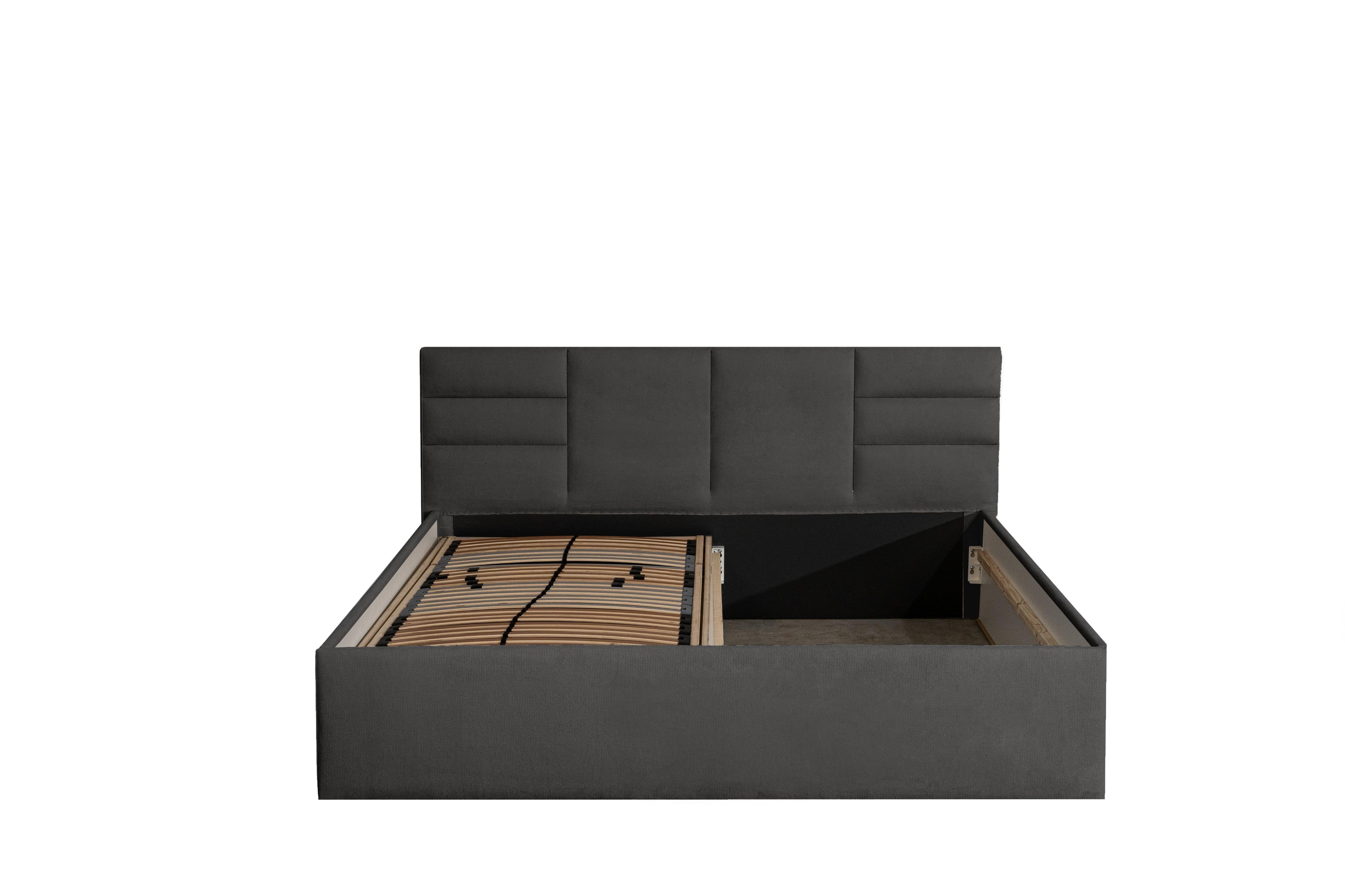 POLSTERBETT Madera Anthrazit 180 x 200 x 40 cm Stauraum unter der Liegefläche Mit hochwertiger Matratze H2 (bis 100 kg) und Lattenrost - Anthrazit, Textil (180/200cm) - Halmon Schlafkomfort Betten 
